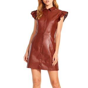 BB Dakota by Steve Madden Lima Faux Leather Mini Shirtdress Cognac